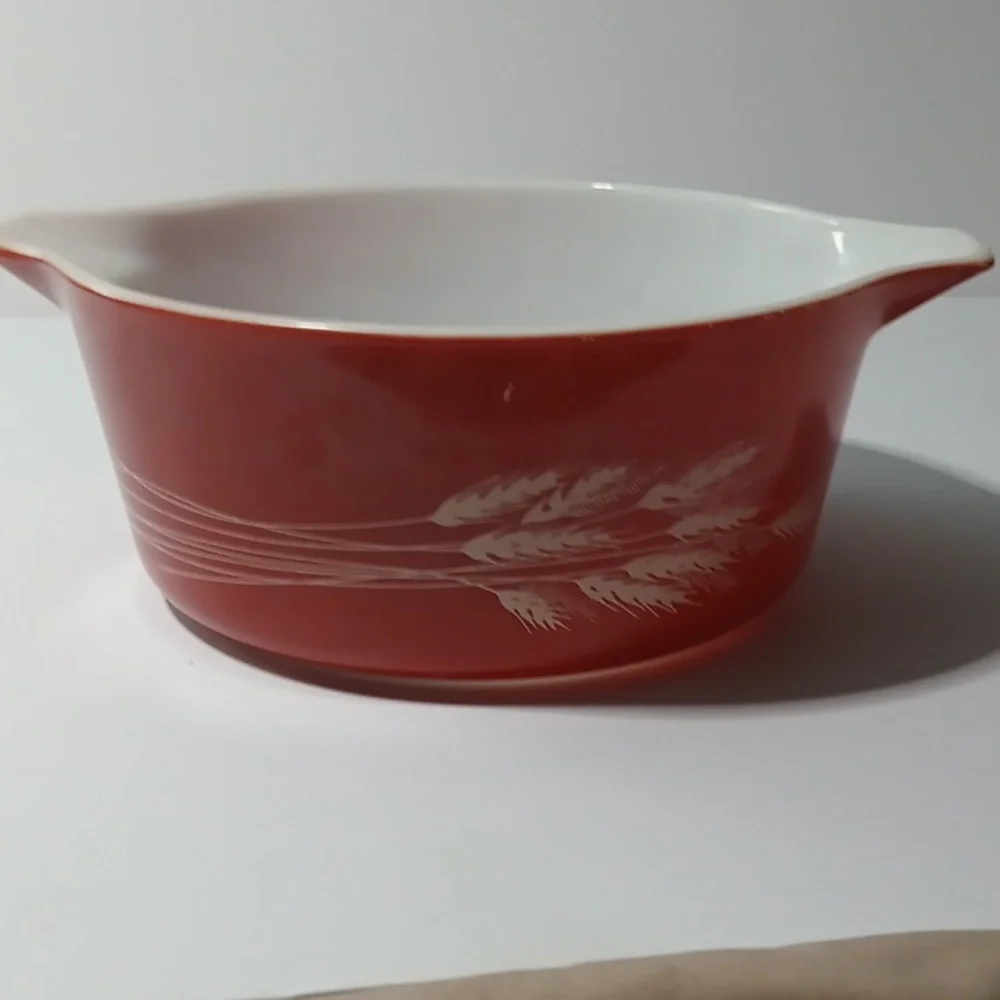 Pyrex Autumn Harvest 475 Casserole Rust Brown Wheat Glass Dish Vintage 80s 90s